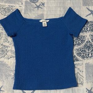 Blue Textured H&M Top